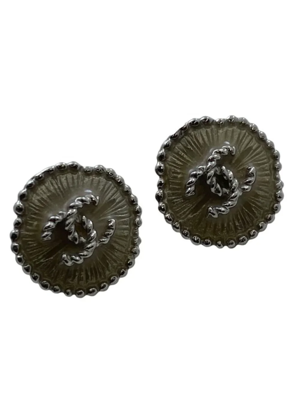 Chanel Earrings CC Logo Silver